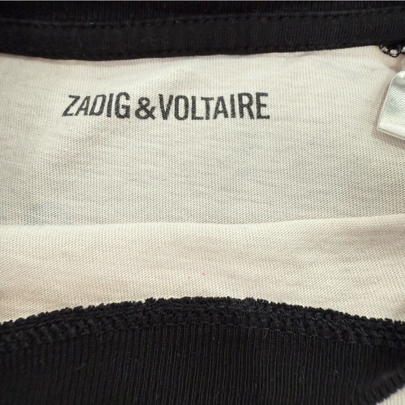 Zadig & Voltaire Kids Rock n Roll Black and White Raglan Shirt - Picture 3 of 7